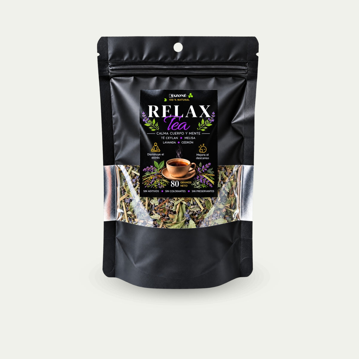 Relax Tea — Melisa, Lavanda, Cedrón y Té Ceylán | 80 g🌿